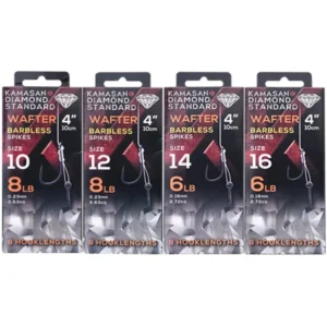KAMASAN DIAMOND STANDARD WAFTER BAIT SPIKE RIGS 4", EYED BARBLESS 8 PER PACK